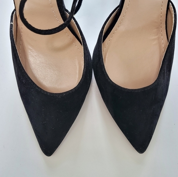 Lulus Marie Black Velvety Vegan Suede Lace-Up Heels - Picture 4 of 7